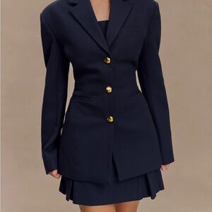 NWT: meshki bellamy cinched blazer navy blue